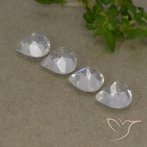 Pedras preciosas de pedra da lua arco-íris branco natural de 1,61 ct, formato de pêra, transparente