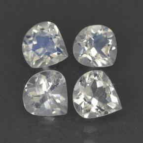 Pedras preciosas de pedra da lua arco-íris branco natural de 1,45 ct, formato de pêra, transparente