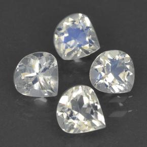 Pedras preciosas de pedra da lua arco-íris branco natural de 1,45 ct, formato de pêra, transparente