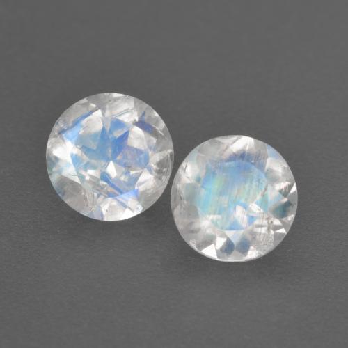 Pedras preciosas de pedra da lua arco-íris branco natural de 1,39 ct, corte redondo, transparente