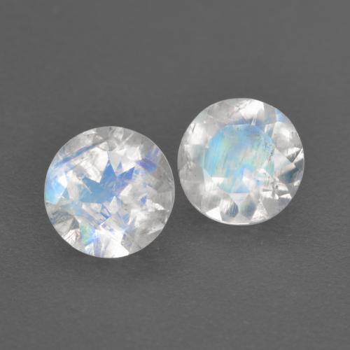 Pedras preciosas de pedra da lua arco-íris branco natural de 1,39 ct, corte redondo, transparente