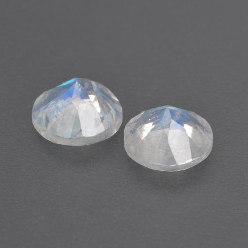 Pedras preciosas de pedra da lua arco-íris branco natural de 1,39 ct, corte redondo, transparente