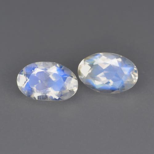 Pedras preciosas de pedra da lua arco-íris branco natural de 0,79 ct, corte oval, transparente