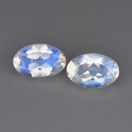 Pedras preciosas de pedra da lua arco-íris branco natural de 0,79 ct, corte oval, transparente