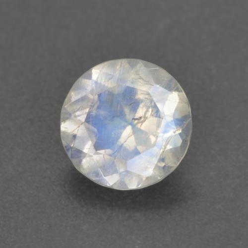 Pedra da lua arco-íris branco natural 0,62ct, corte redondo, transparente