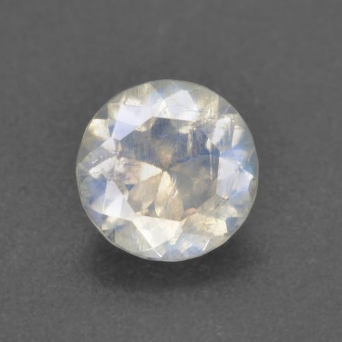 Pedra da lua arco-íris branco natural 0,62ct, corte redondo, transparente