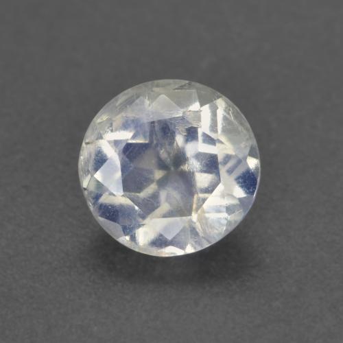 Pedra da lua arco-íris branco natural 0,66ct, corte redondo, transparente