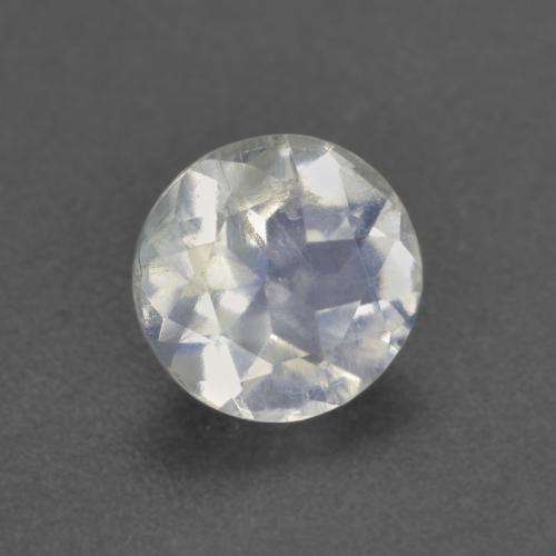 Pedra da lua arco-íris branco natural 0,66ct, corte redondo, transparente