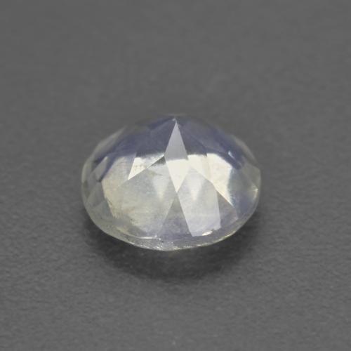 Pedra da lua arco-íris branco natural 0,66ct, corte redondo, transparente