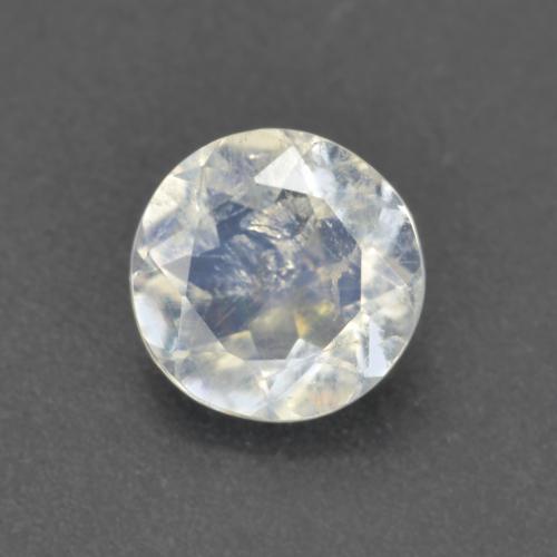 Pedra da lua arco-íris branco natural 0,62ct, corte redondo, transparente