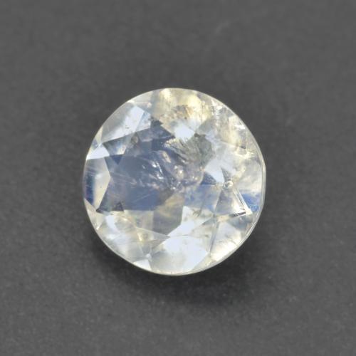 Pedra da lua arco-íris branco natural 0,62ct, corte redondo, transparente