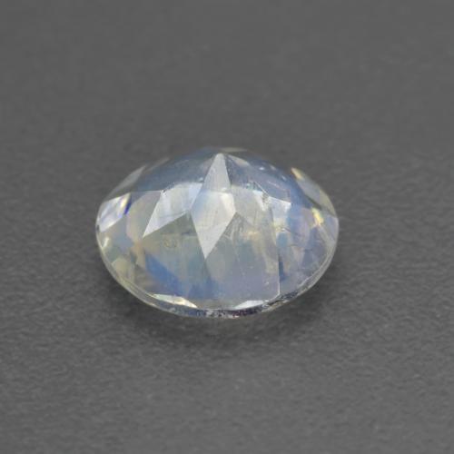 Pedra da lua arco-íris branco natural 0,62ct, corte redondo, transparente