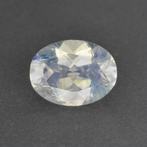 Pedra da lua arco-íris branco natural 0,92ct, corte oval, transparente
