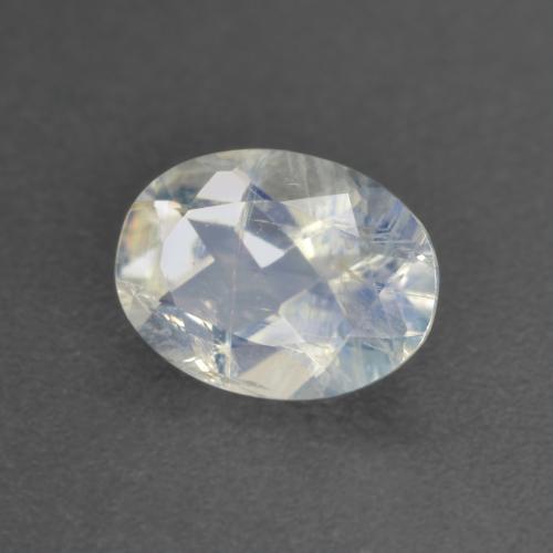 Pedra da lua arco-íris branco natural 0,92ct, corte oval, transparente