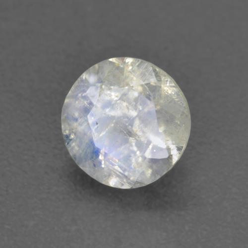 Pedra da lua arco-íris branco natural 0,80ct, corte redondo, transparente