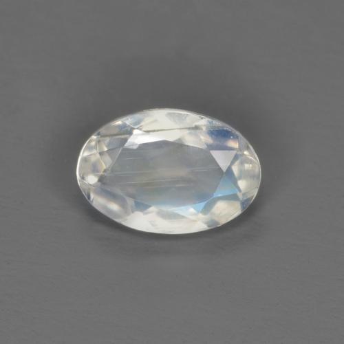 Pedra da lua arco-íris branco natural 0,40ct, corte oval, transparente
