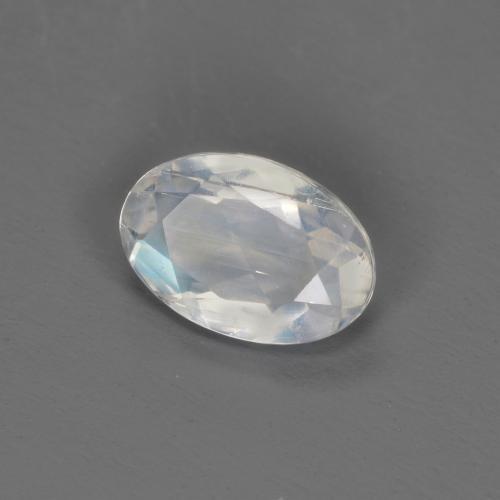 Pedra da lua arco-íris branco natural 0,40ct, corte oval, transparente