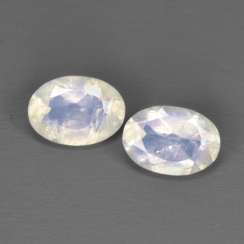 Pedras preciosas de pedra da lua arco-íris branco natural de 1,43 ct, corte oval, transparente