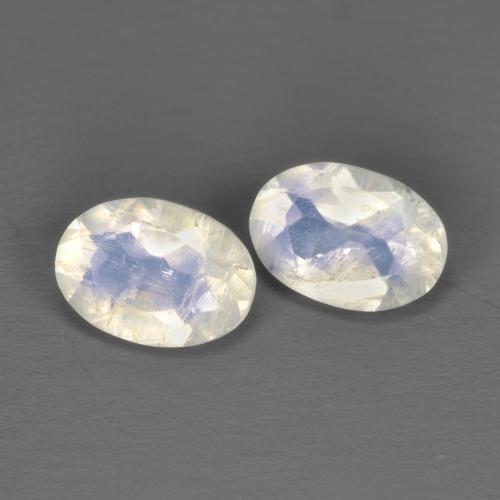Pedras preciosas de pedra da lua arco-íris branco natural de 1,43 ct, corte oval, transparente