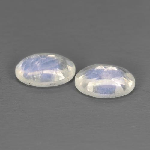 Pedras preciosas de pedra da lua arco-íris branco natural de 1,43 ct, corte oval, transparente