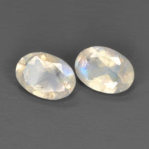 Pedras preciosas de pedra da lua arco-íris branco natural de 1,45 ct, corte oval, transparente