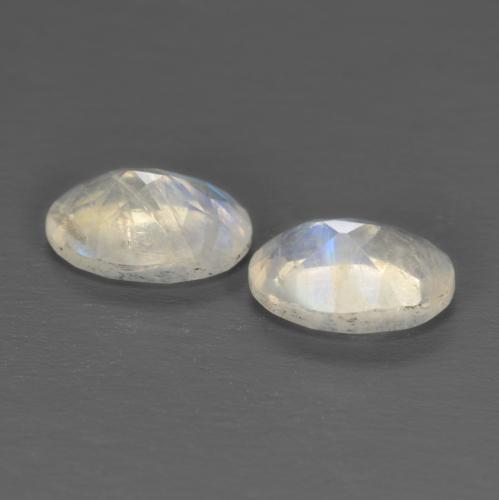 Pedras preciosas de pedra da lua arco-íris branco natural de 1,45 ct, corte oval, transparente