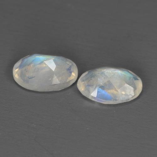 Pedras preciosas de pedra da lua arco-íris branco natural de 1,40 ct, corte oval, transparente
