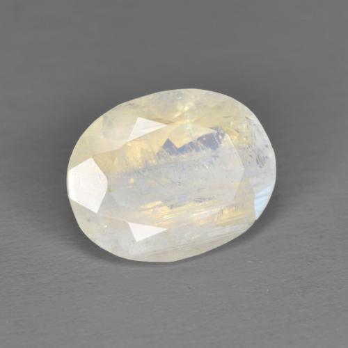 Pedra da lua arco-íris branco natural 2,25ct, corte oval, translúcido