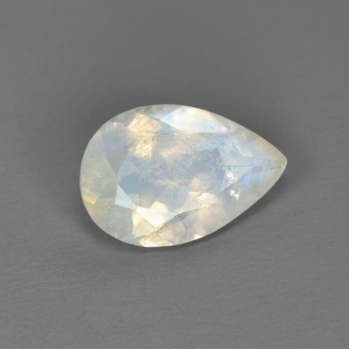 Pedra da Lua Arco-íris Branco azulado Natural 1.34ct, Formato de pêra, Transparente