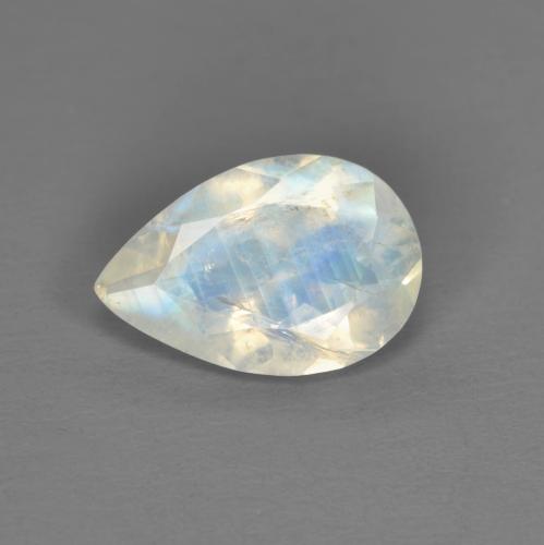 Pedra da Lua Arco-íris Branco azulado Natural 1.34ct, Formato de pêra, Transparente
