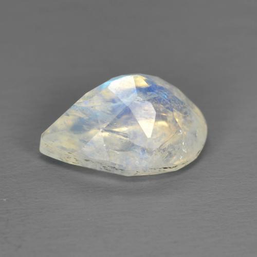 Pedra da lua arco-íris branco natural 1,92ct, formato de pêra, transparente