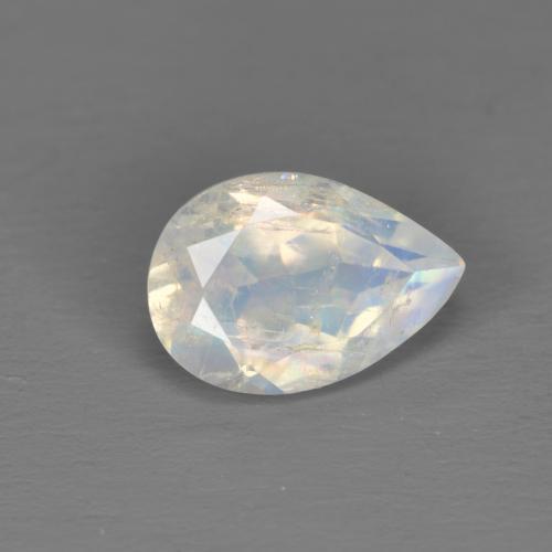 Pedra da Lua Arco-íris Branco azulado Natural 1.35ct, Formato de pêra, Transparente