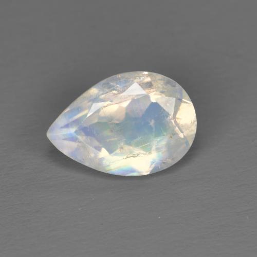 Pedra da Lua Arco-íris Branco azulado Natural 1.35ct, Formato de pêra, Transparente