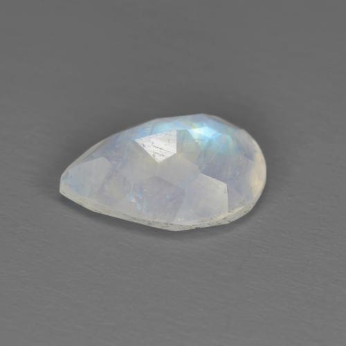 Pedra da lua arco-íris branco natural 1,62ct, formato de pêra, translúcido