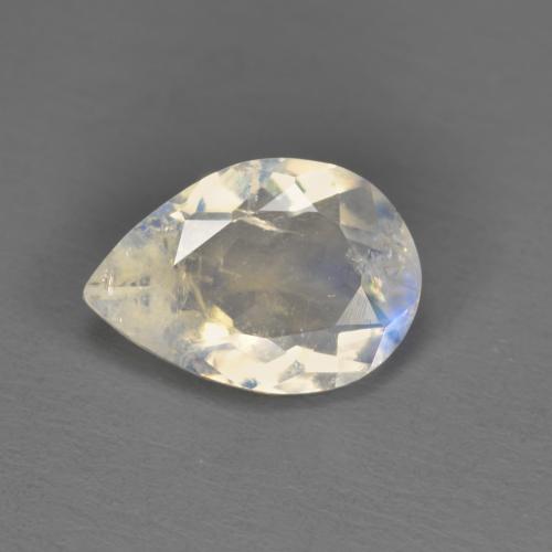 Pedra da lua arco-íris branco natural 1,58ct, formato de pêra, transparente
