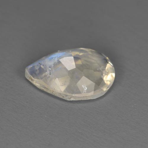 Pedra da lua arco-íris branco natural 1,58ct, formato de pêra, transparente