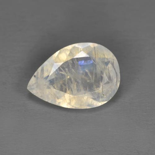 Pedra da lua arco-íris branco natural 1,49ct, formato de pêra, translúcido