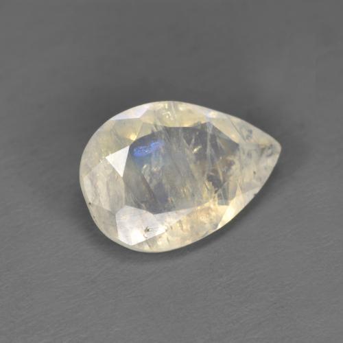 Pedra da lua arco-íris branco natural 1,49ct, formato de pêra, translúcido