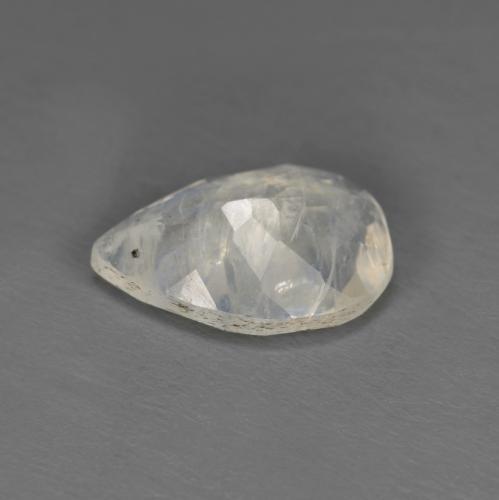 Pedra da lua arco-íris branco natural 1,49ct, formato de pêra, translúcido