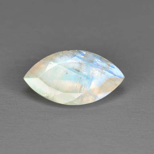 Pedra da lua arco-íris branco natural 1,92ct, marquise, translúcido