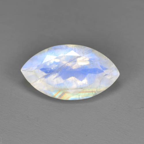 Pedra da lua arco-íris branco natural 2,62ct, marquise, translúcido