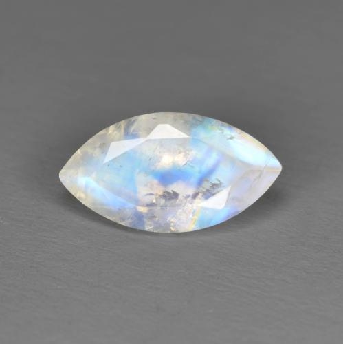 Pedra da lua arco-íris branco natural 1,73ct, marquise, translúcido