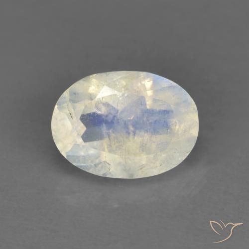 0.91ct Natural Branco azulado Pedra da Lua Arco-Íris, oval, Transparente