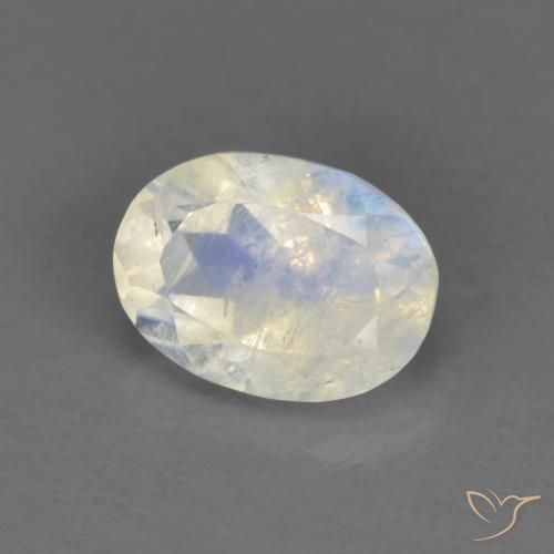 Pedra da Lua Arco-Íris Branco azulado Natural 0.91ct, oval, Transparente