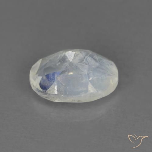 Pedra da Lua Arco-Íris Branco azulado Natural 0.91ct, oval, Transparente