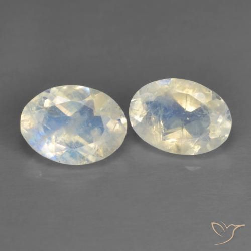 Pedras preciosas de pedra da lua arco-íris branco natural de 1,45 ct, corte oval, transparente