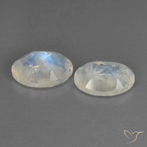 Pedras preciosas de pedra da lua arco-íris branco natural de 1,45 ct, corte oval, transparente