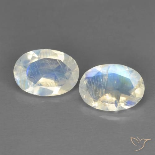 1.27ctw Natural Branco azulado Pedra da Lua Arco-Íris, oval, Transparente
