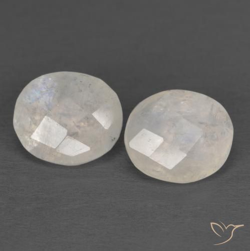2.14ctw Natural Branco azulado Pedra da Lua Arco-Íris, oval, Translúcido