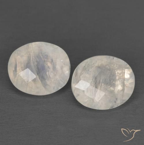 2.17ctw Natural Branco azulado Pedra da Lua Arco-Íris, oval, Translúcido